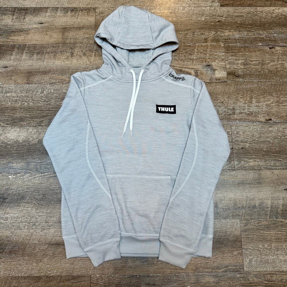 Thule Womens Size M Light Gray Fleece Pullover Hoodie Sweatshirt